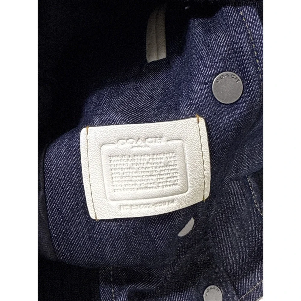 Coach‎ Denim Varsity Jacket Womens Small Dark Wash Blue Embroidered Cutesy Girly